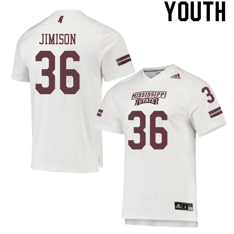 Youth #36 Jay Jimison Mississippi State Bulldogs College Football Jerseys Sale-White - Click Image to Close